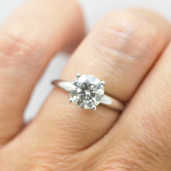 2 Carat Solitaire Diamond Engagement Ring Round Cut H/SI1 - Picture 6 of 8